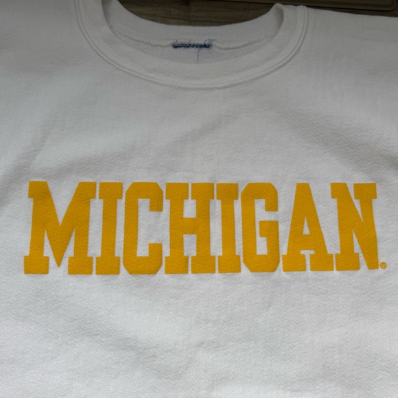 Vintage 90s Michigan Champion Reverse Weave Sweatshirt Crewneck White XL - Picture 2 of 8